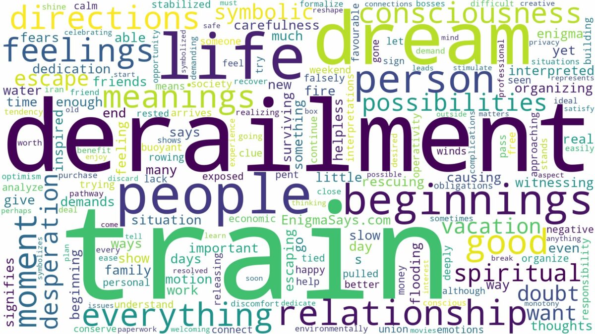 dream about train derailment and related dreams with their meanings in a word cloud