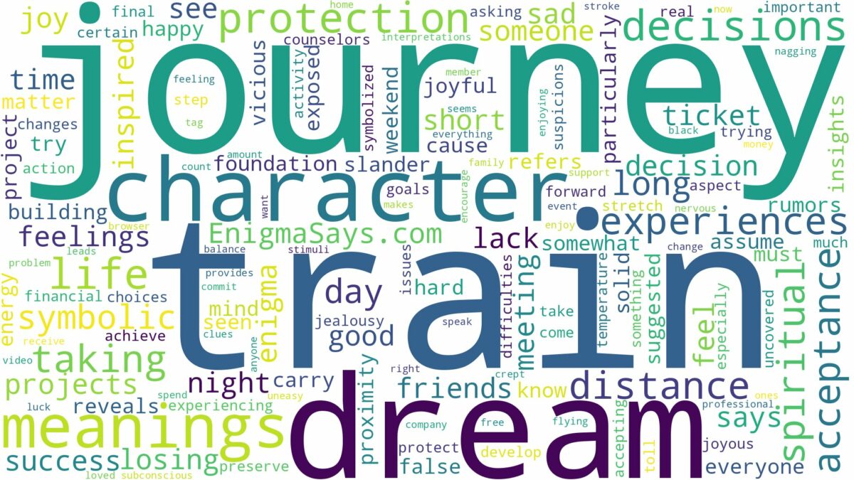 dream about train journey and related dreams with their meanings in a word cloud