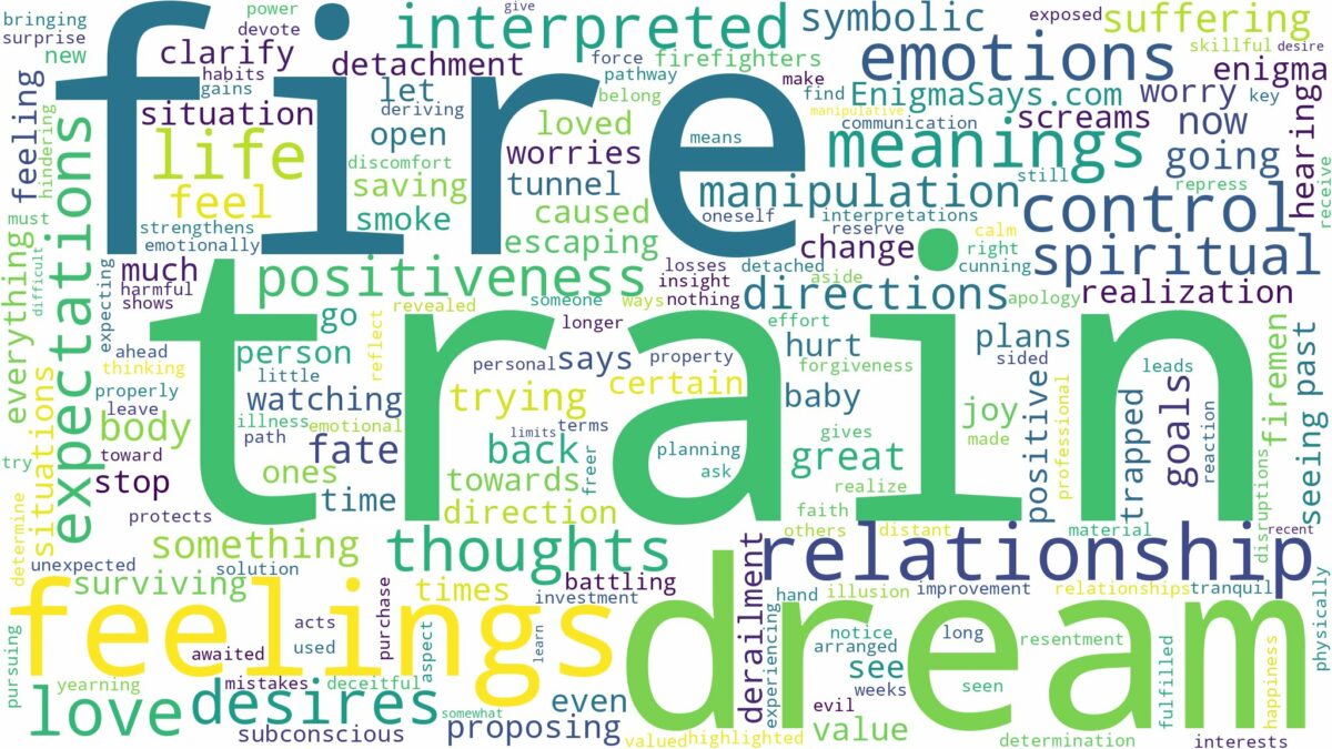 dream about train on fire and related dreams with their meanings in a word cloud