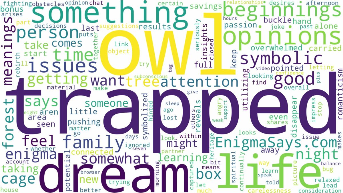 dream about trapped owl and related dreams with their meanings in a word cloud