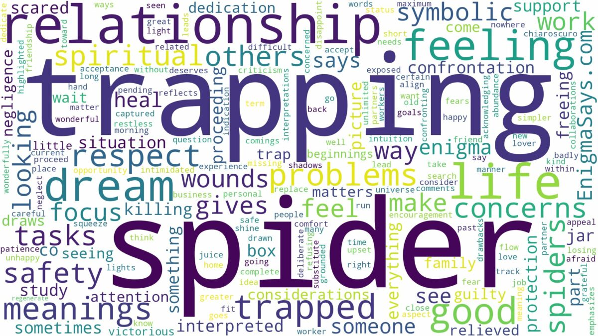 dream of trapping a spider and related dreams with their meanings in a word cloud