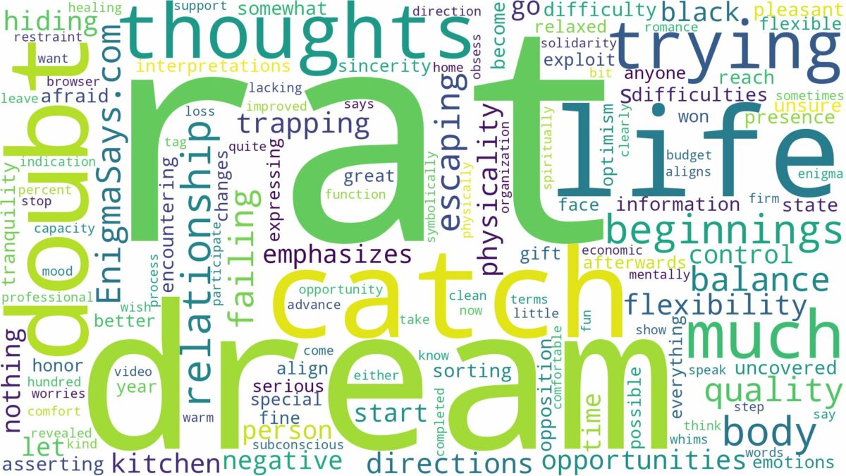 dreaming of trying to catch a rat and related dreams with their meanings in a word cloud