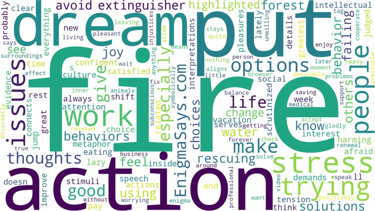 dreaming of trying to put out a fire and related dreams with their meanings in a word cloud