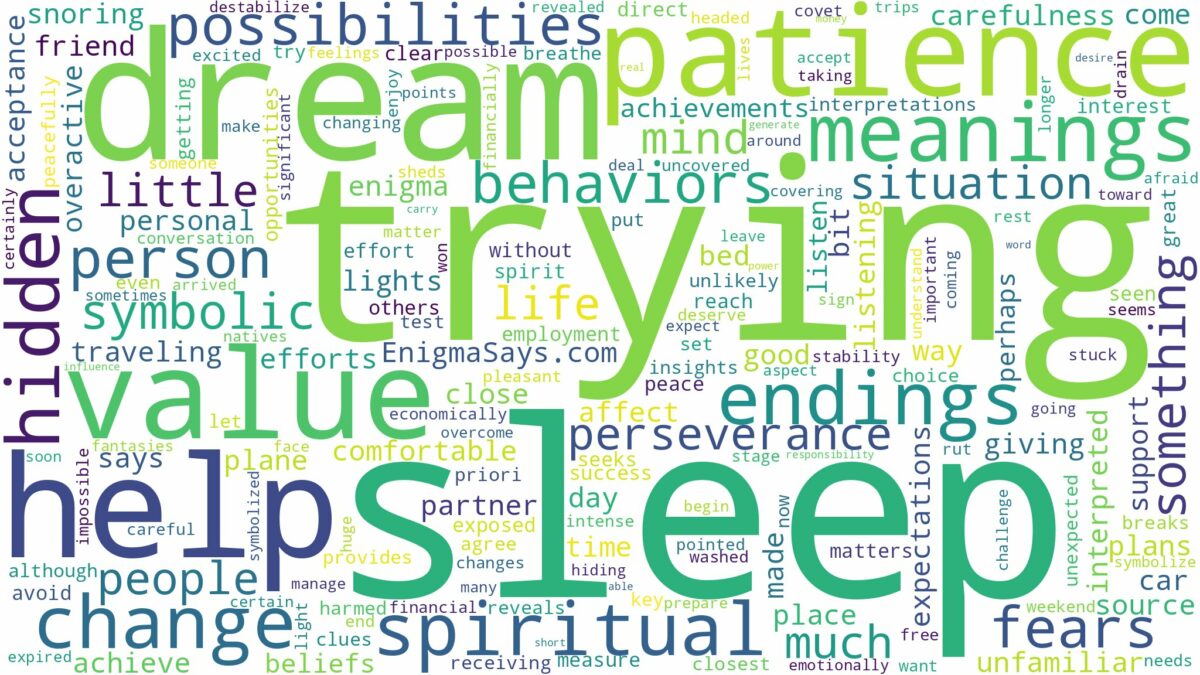 dream of trying to sleep and related dreams with their meanings in a word cloud