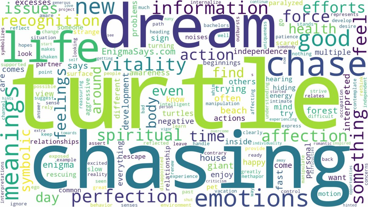 dreaming of turtle chasing you and related dreams with their meanings in a word cloud