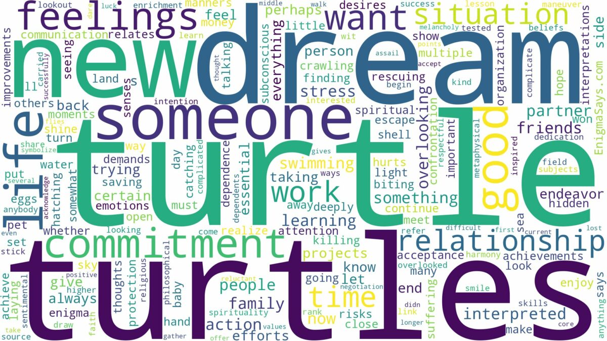 dreams about turtles and related dreams with their meanings in a word cloud