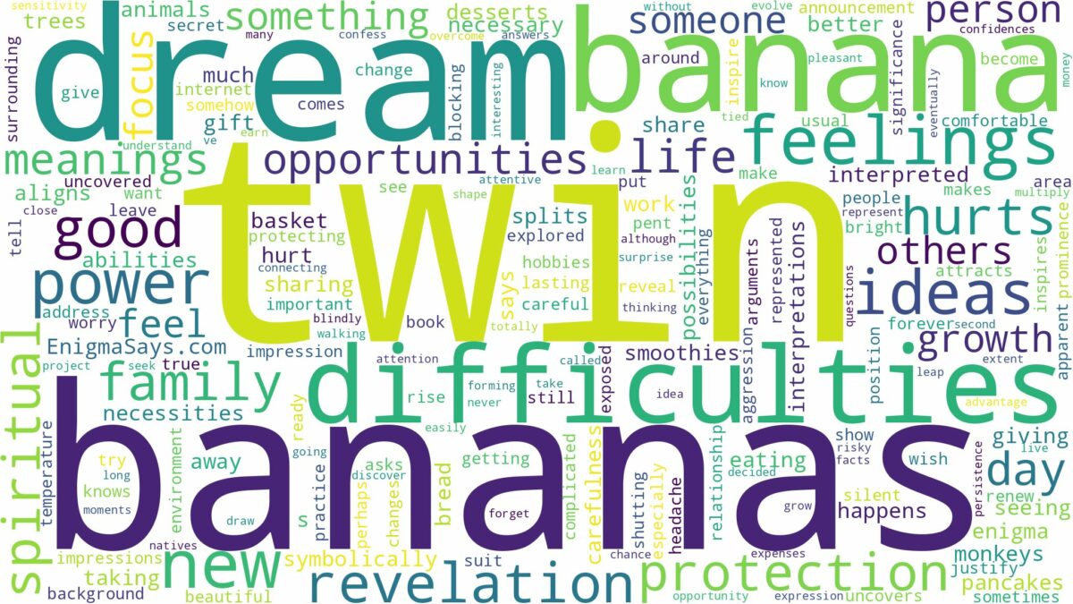 dream about twin bananas and related dreams with their meanings in a word cloud