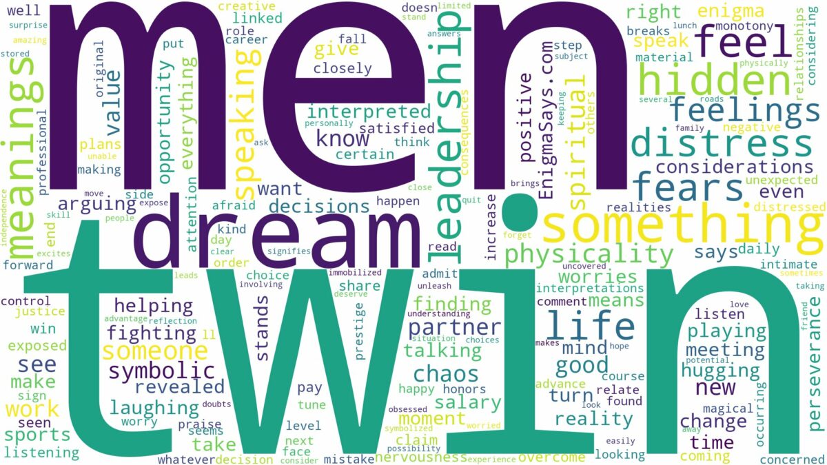 dream about twin men and related dreams with their meanings in a word cloud