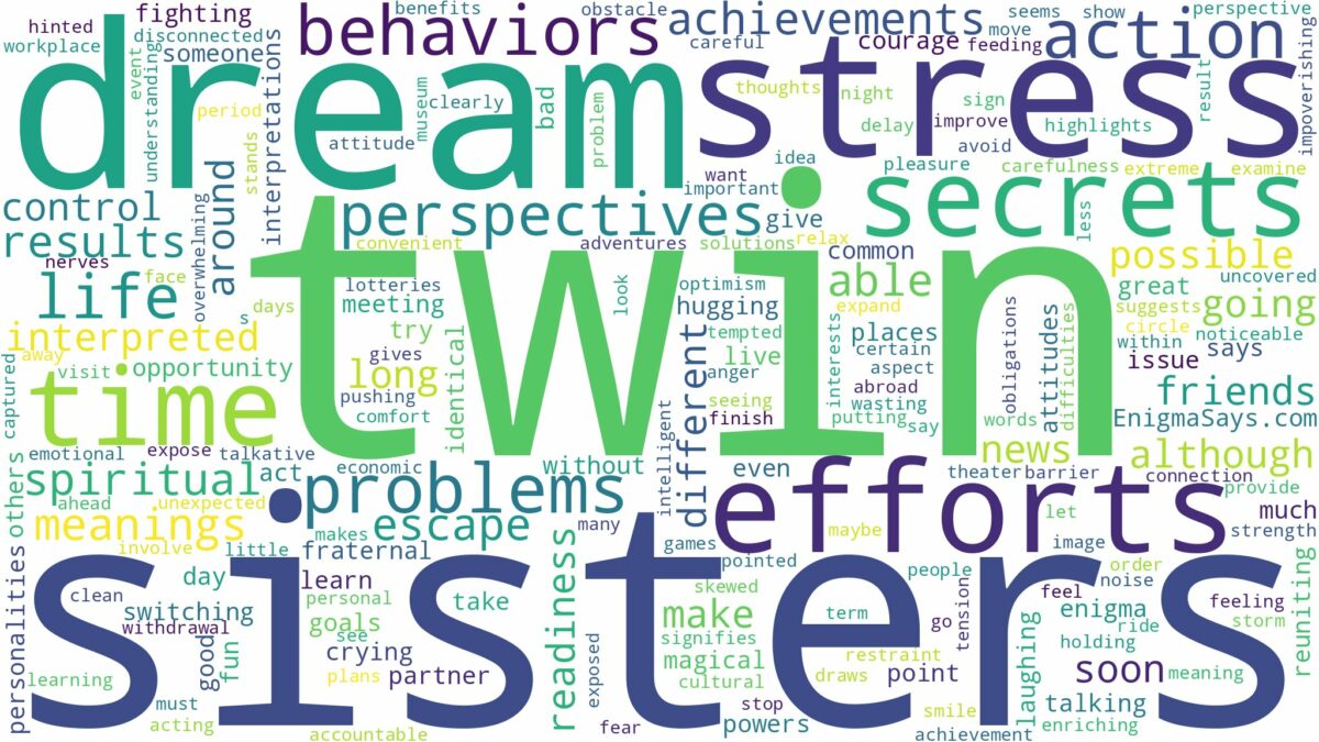 dream about twin sisters and related dreams with their meanings in a word cloud