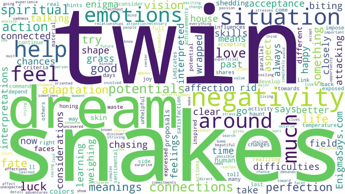 dream about twin snakes and related dreams with their meanings in a word cloud