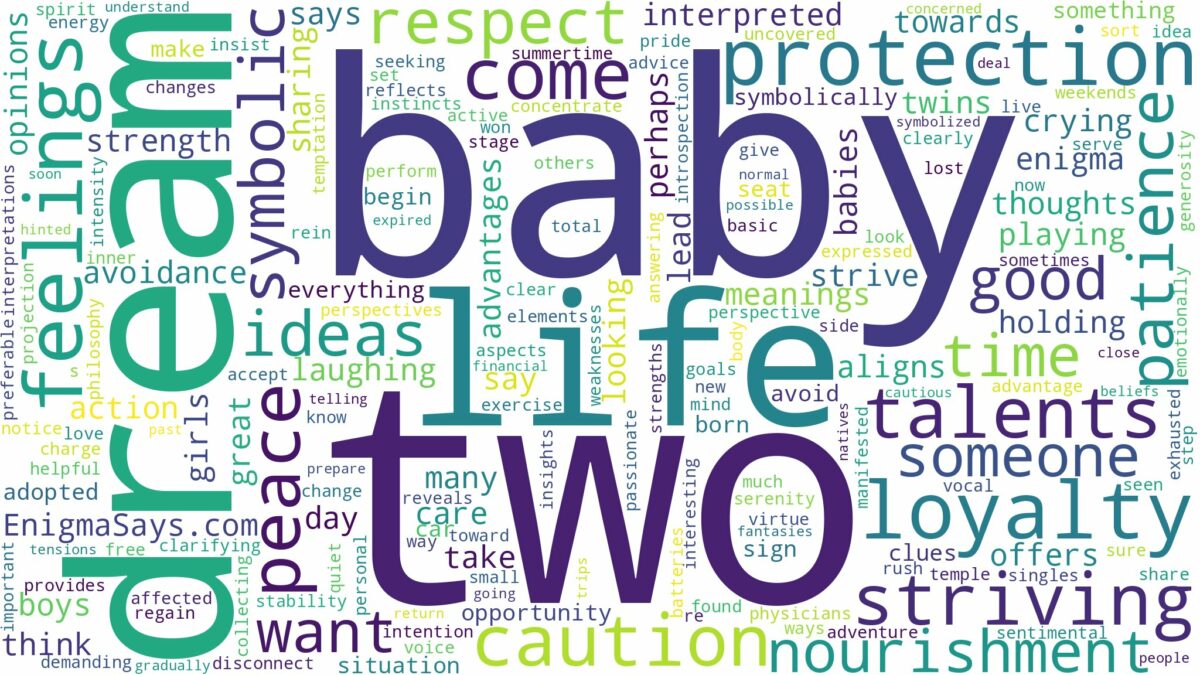 dream about two baby and related dreams with their meanings in a word cloud