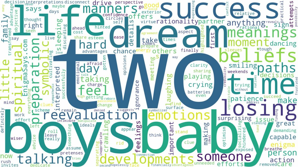 dream about two baby boys and related dreams with their meanings in a word cloud