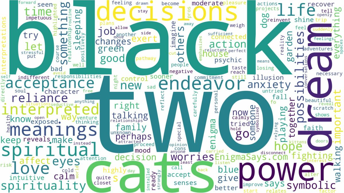 dream about two black cats and related dreams with their meanings in a word cloud