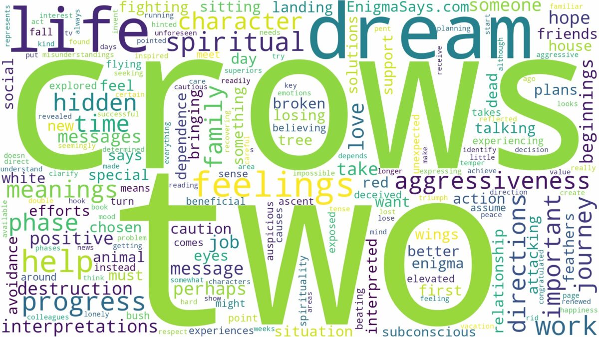 dream about two crows and related dreams with their meanings in a word cloud