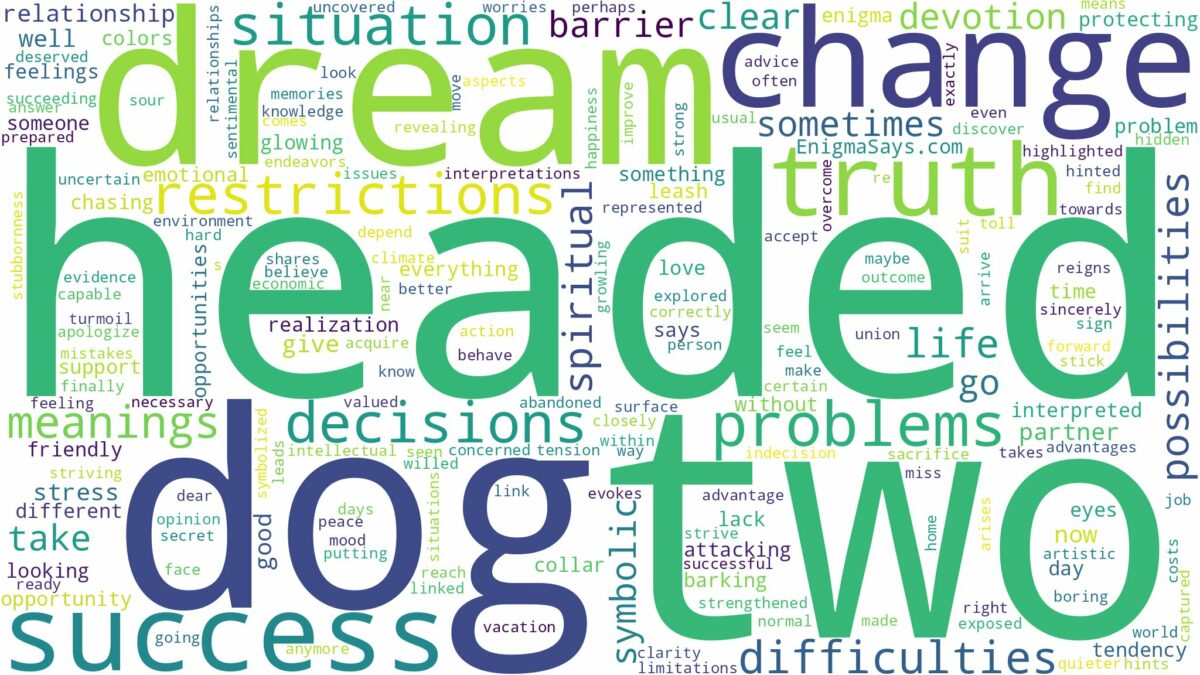 dream about two headed dog and related dreams with their meanings in a word cloud