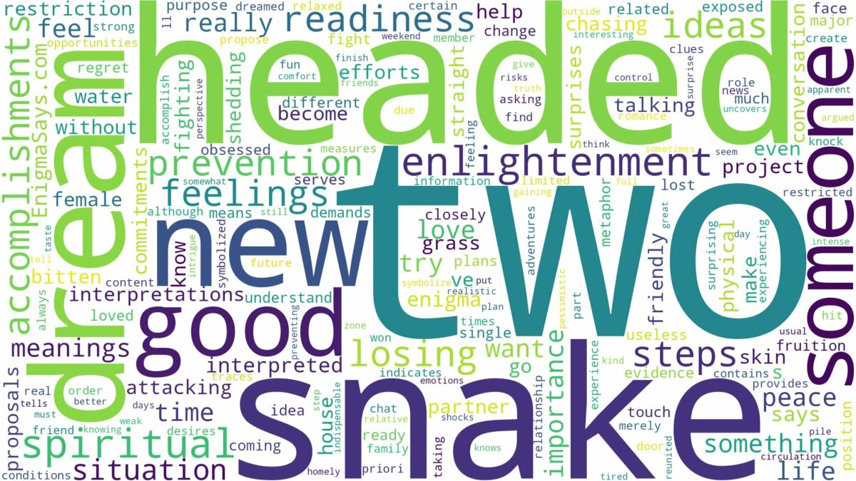 dream about two headed snake and related dreams with their meanings in a word cloud