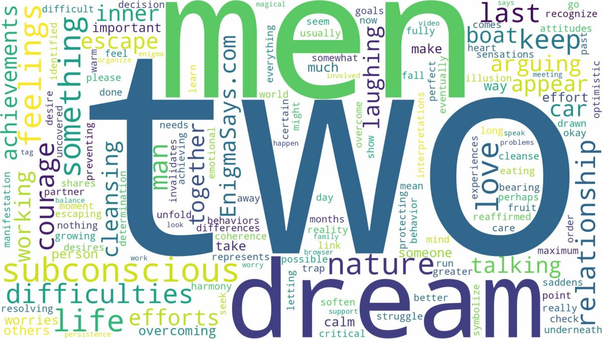 dream about two man and related dreams with their meanings in a word cloud