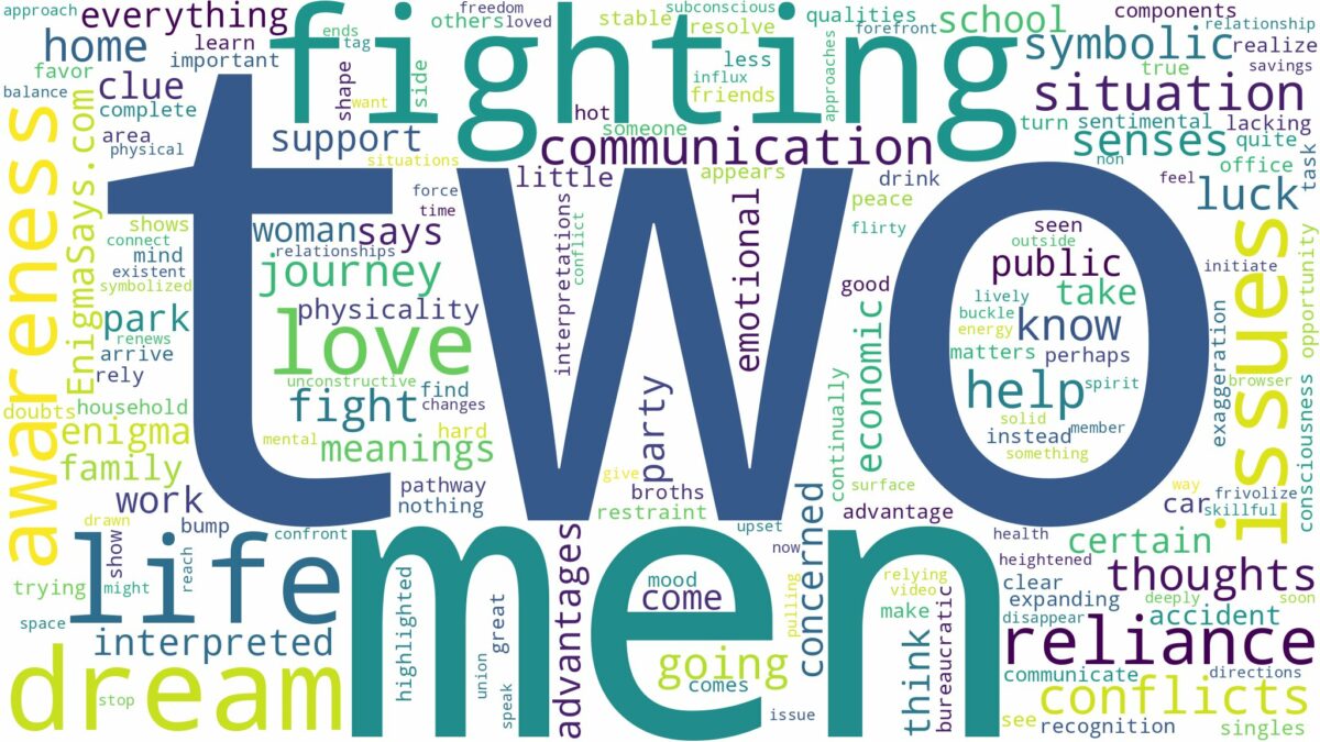 dreaming about two men fighting and related dreams with their meanings in a word cloud