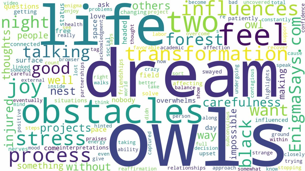 dream about two owls and related dreams with their meanings in a word cloud