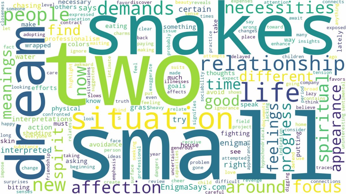 dream about two small snakes and related dreams with their meanings in a word cloud