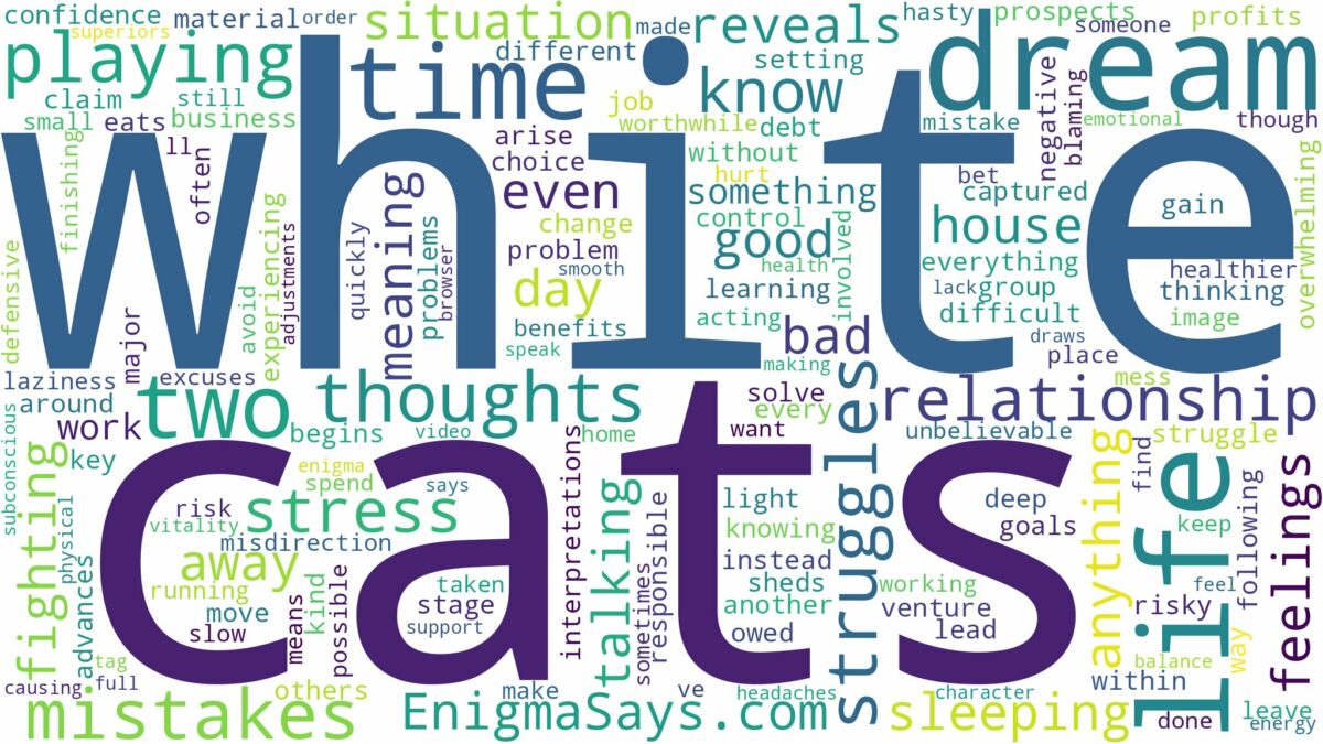 dream about two white cats and related dreams with their meanings in a word cloud