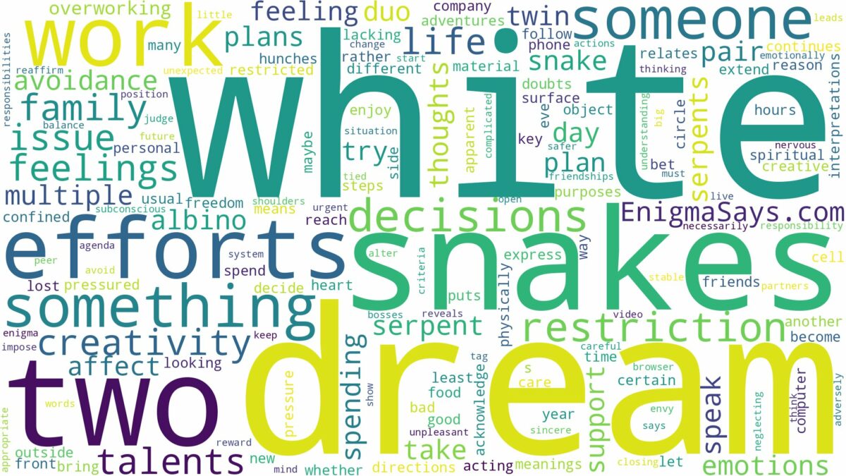 dream about two white snakes and related dreams with their meanings in a word cloud