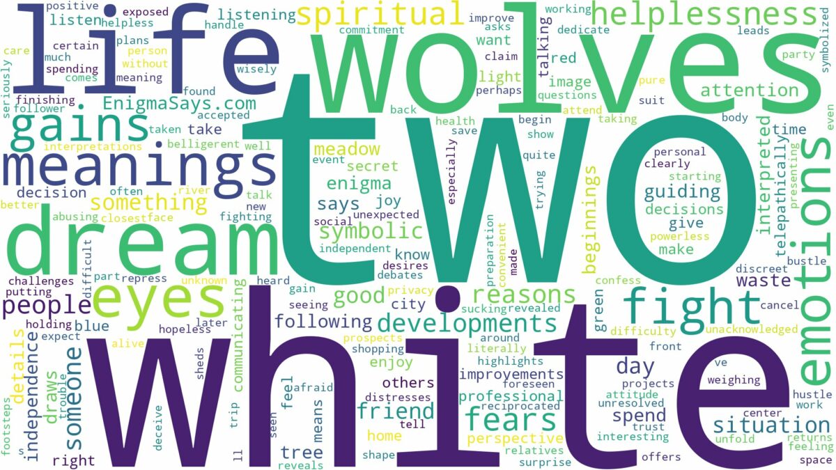 dream about two white wolves and related dreams with their meanings in a word cloud