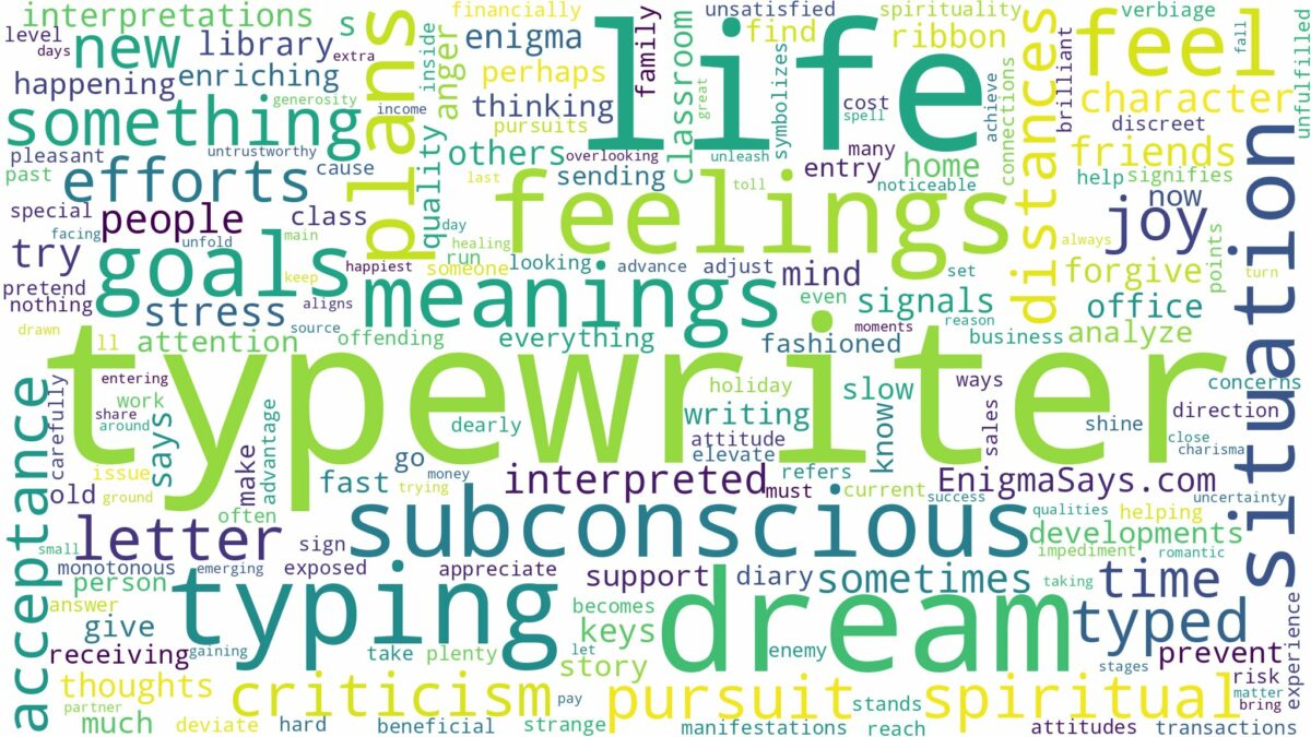 dream about typewriter and related dreams with their meanings in a word cloud