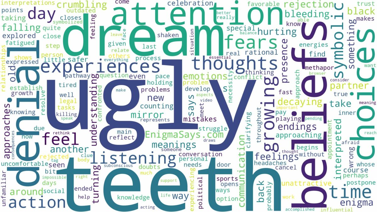 dream about ugly teeth and related dreams with their meanings in a word cloud