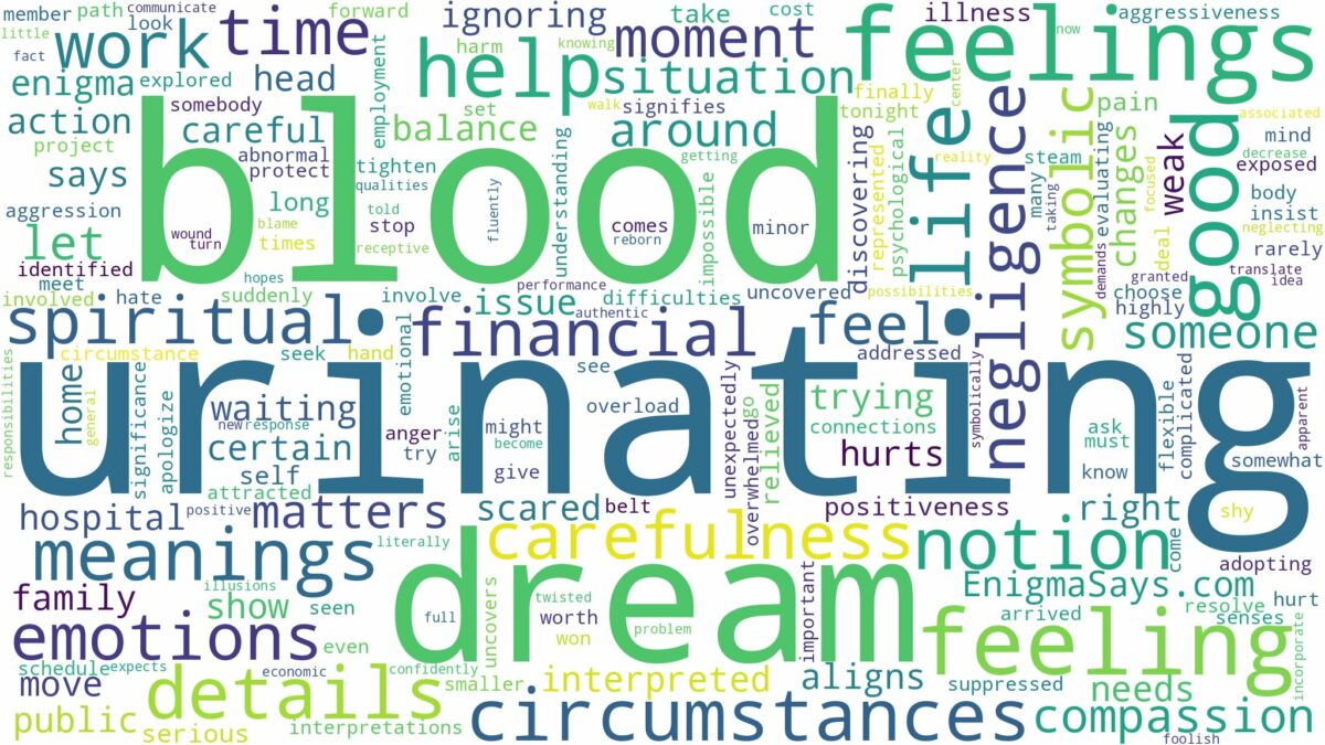 dream of urinating blood and related dreams with their meanings in a word cloud