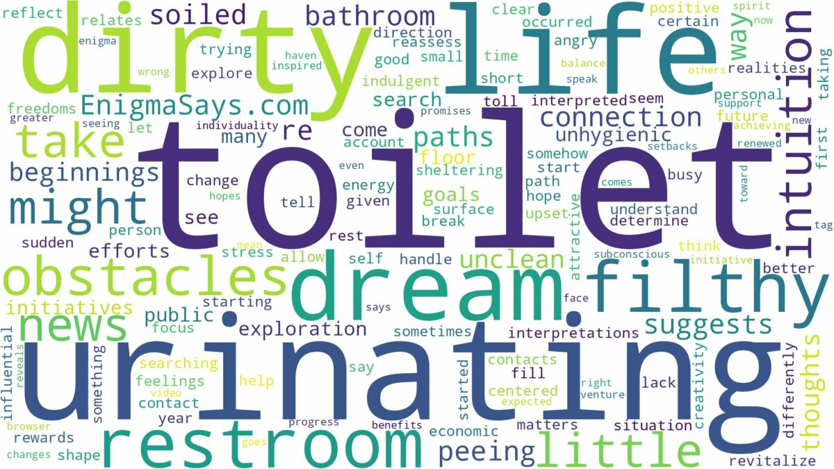 dreaming of urinating in a dirty toilet and related dreams with their meanings in a word cloud