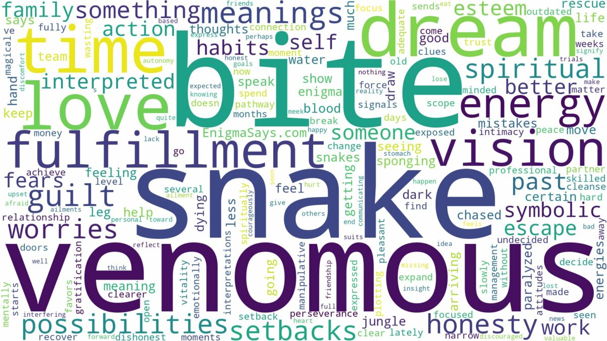 dreams about venomous snake bite and related dreams with their meanings in a word cloud