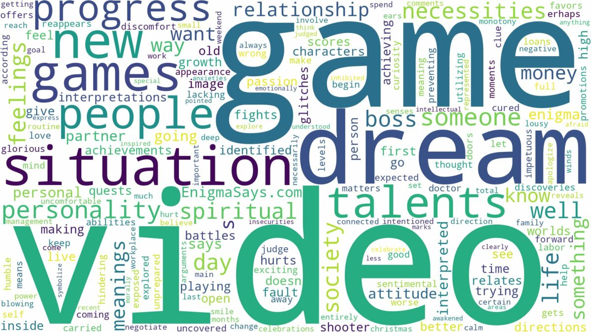 dream about video games and related dreams with their meanings in a word cloud