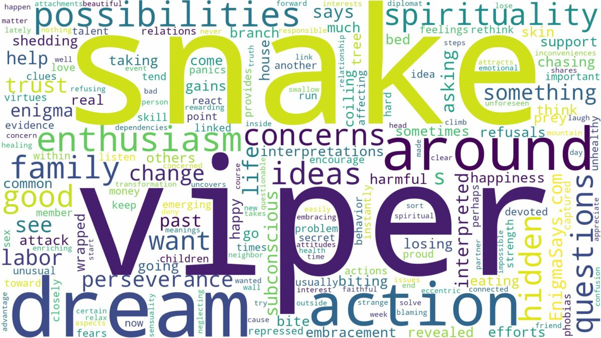 dream about viper snake and related dreams with their meanings in a word cloud