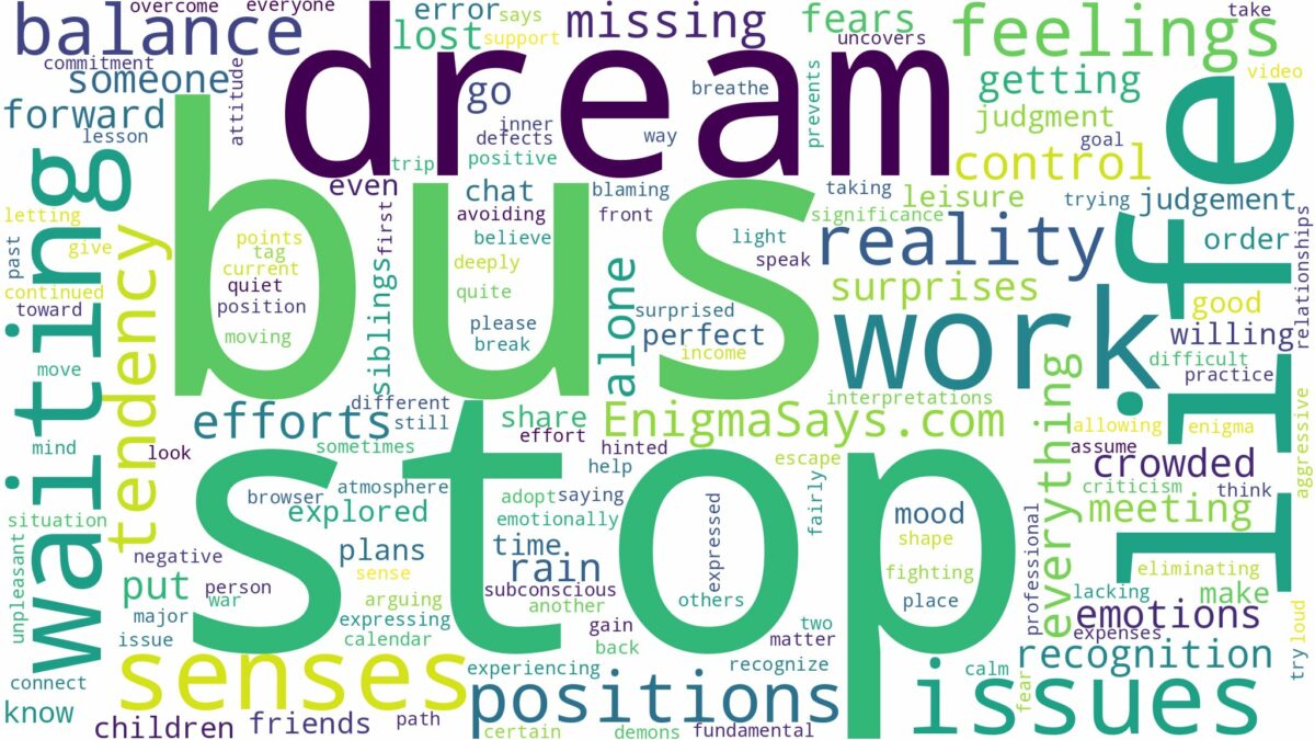 dreaming of waiting at a bus stop and related dreams with their meanings in a word cloud