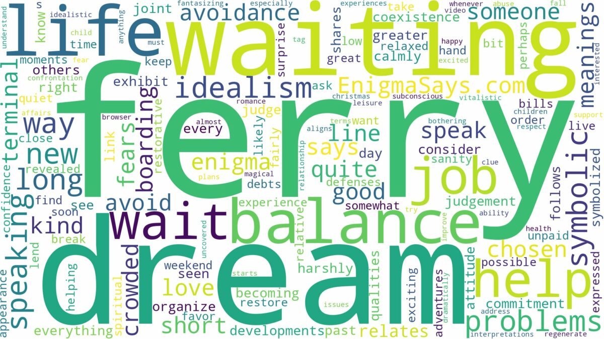 dream of waiting for a ferry and related dreams with their meanings in a word cloud