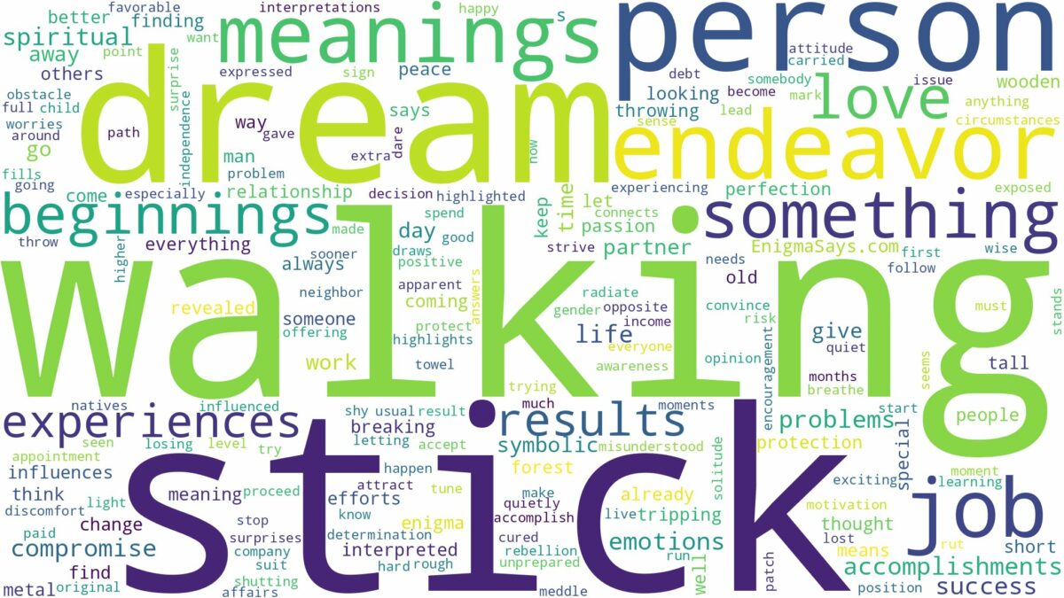 dream of walking stick and related dreams with their meanings in a word cloud