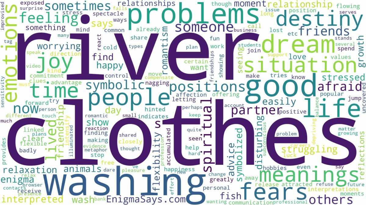 dreaming of washing clothes in the river and related dreams with their meanings in a word cloud