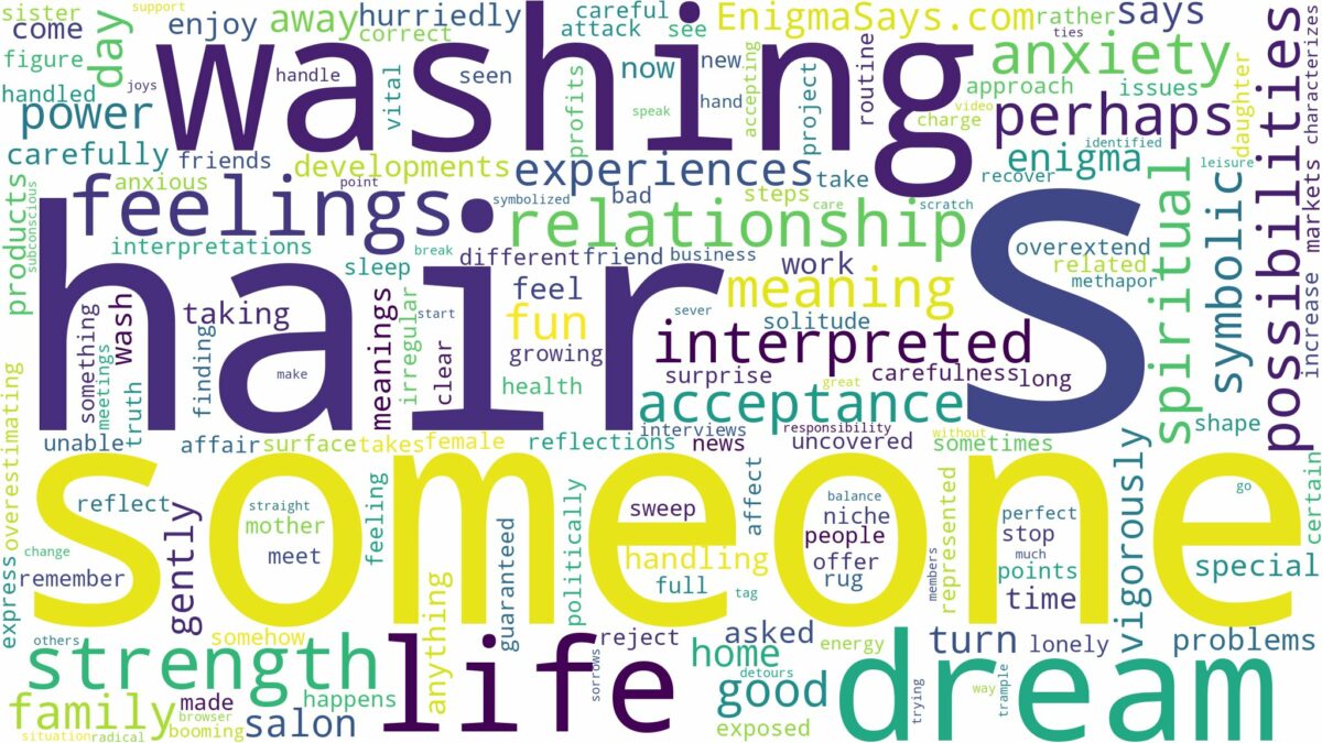 dreaming of washing someone's hair and related dreams with their meanings in a word cloud