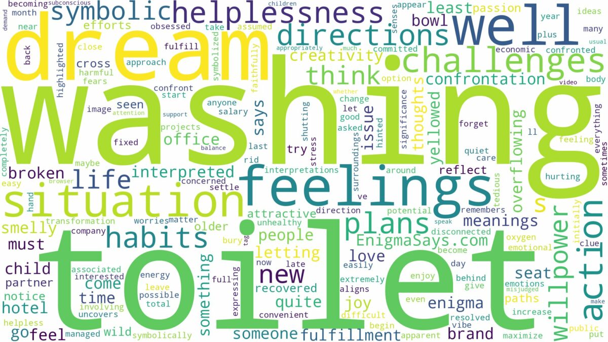 dream of washing toilet and related dreams with their meanings in a word cloud