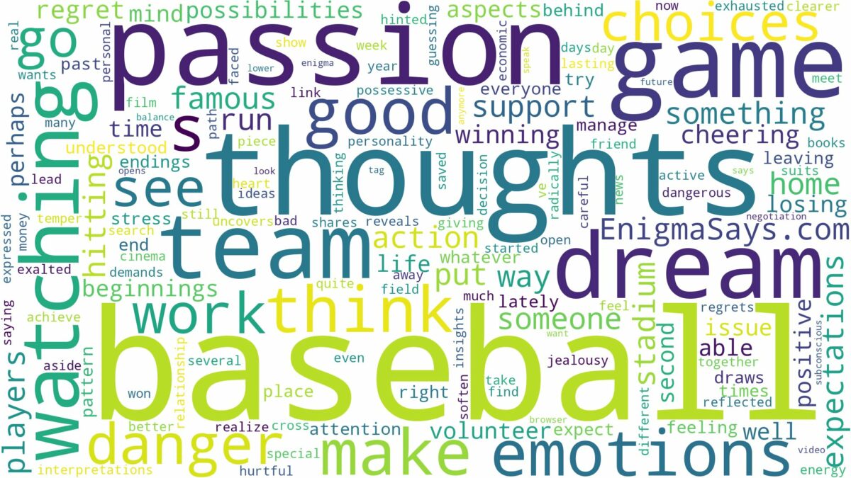 dreaming of watching a baseball game and related dreams with their meanings in a word cloud