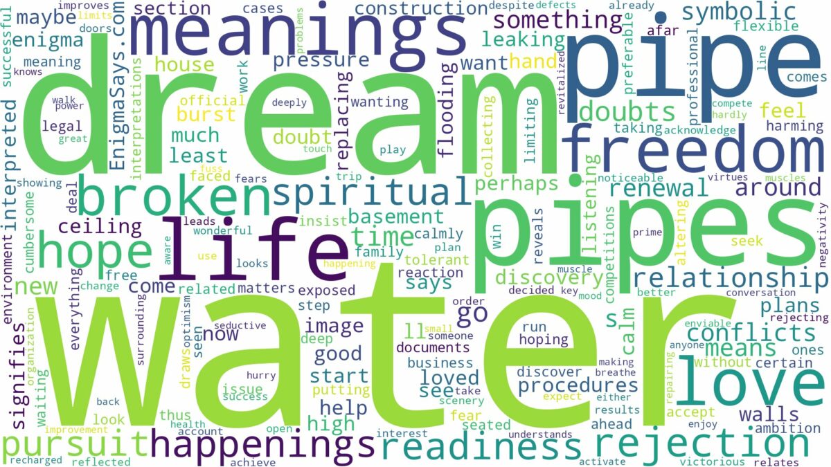 dream about water pipe and related dreams with their meanings in a word cloud