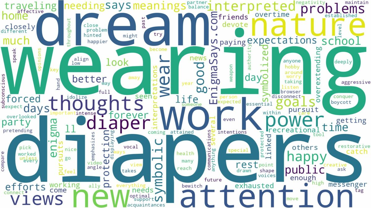 dream of wearing diapers and related dreams with their meanings in a word cloud