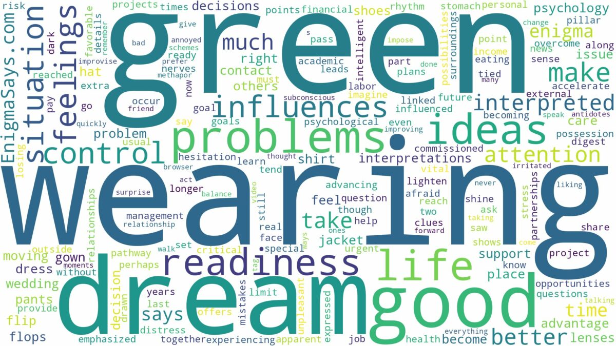 dream of wearing green and related dreams with their meanings in a word cloud