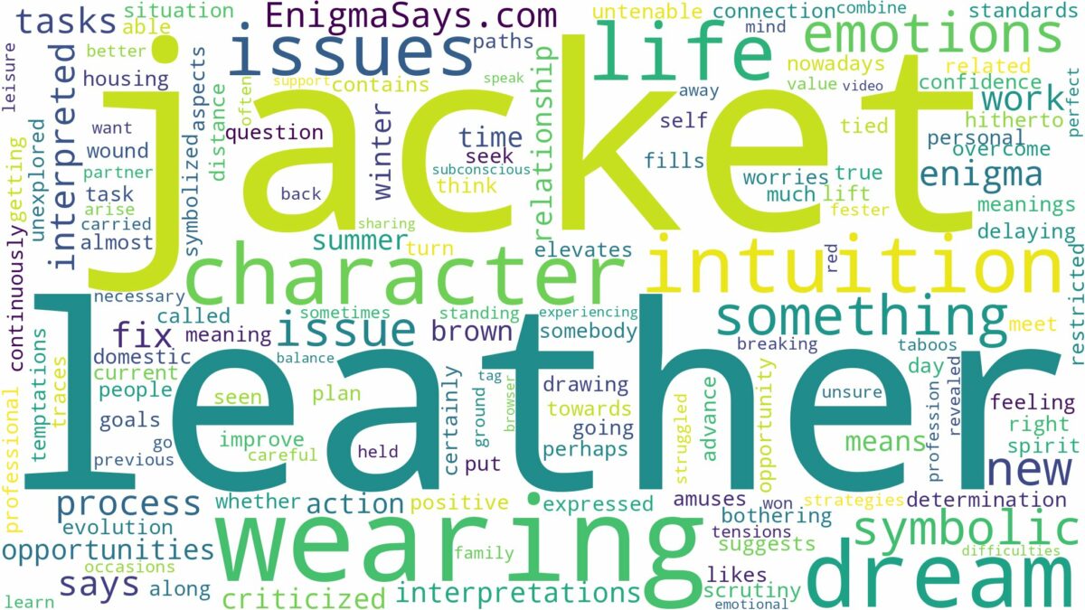 dreaming of wearing leather jacket and related dreams with their meanings in a word cloud