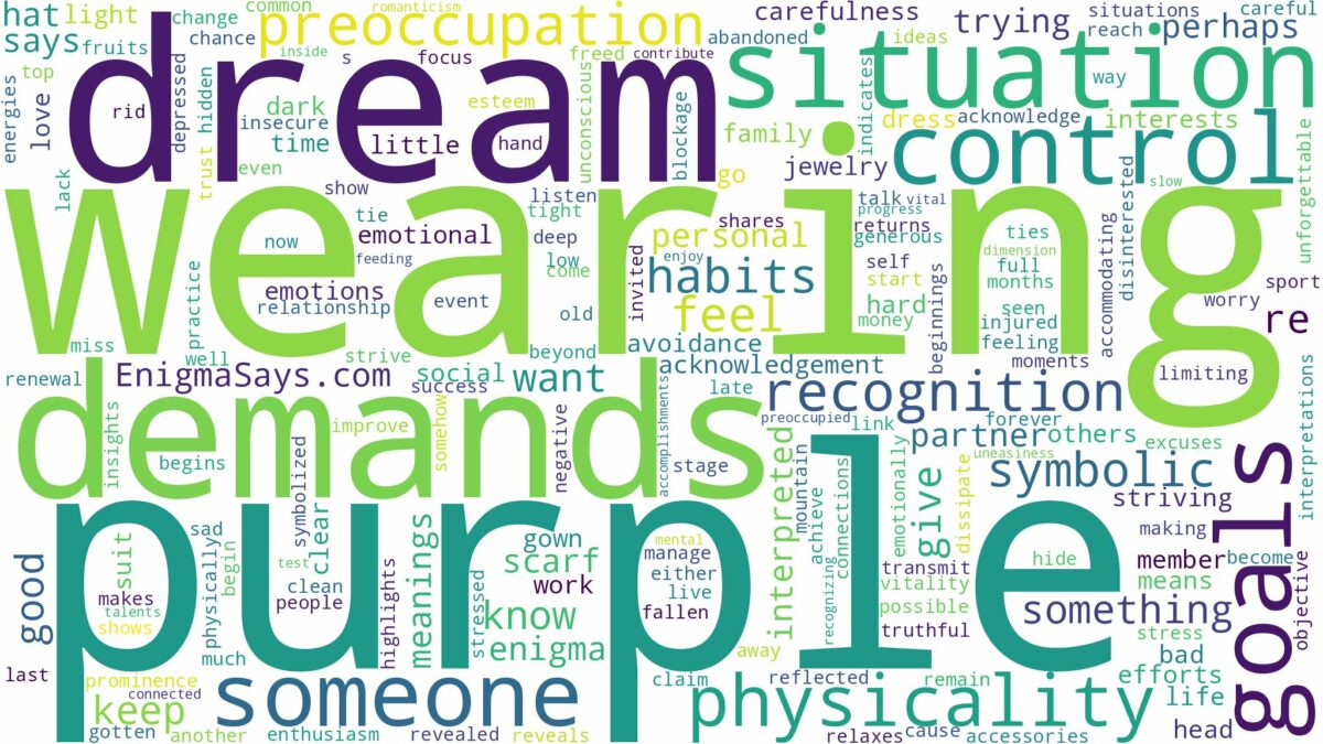 dream of wearing purple and related dreams with their meanings in a word cloud