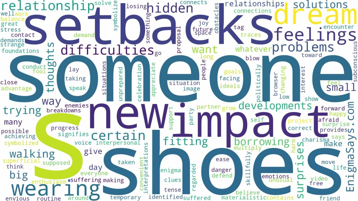 dreaming of wearing someone else's shoes and related dreams with their meanings in a word cloud