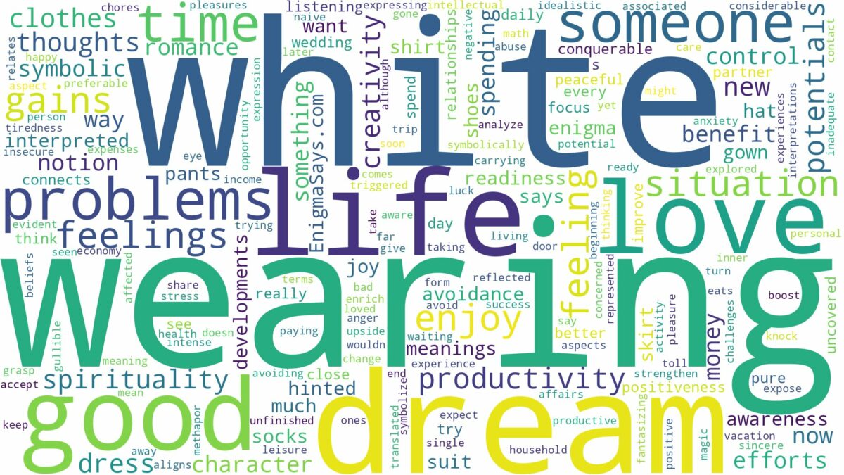 dream of wearing white and related dreams with their meanings in a word cloud