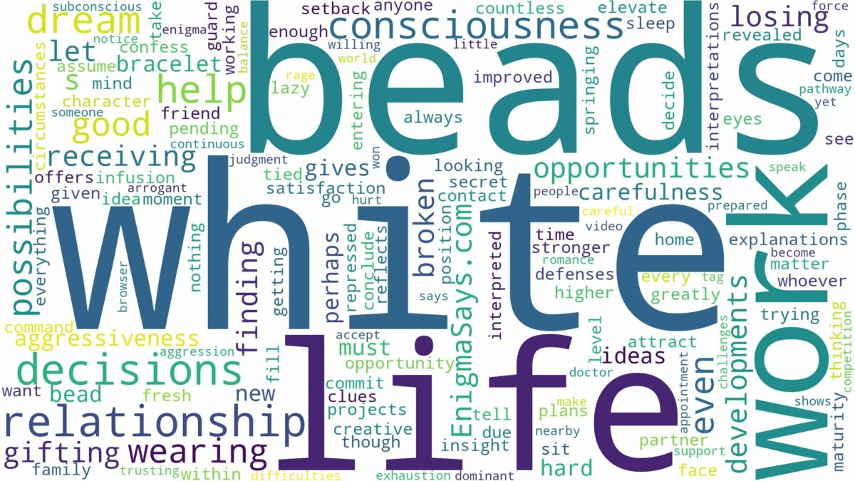 dreaming of wearing white beads and related dreams with their meanings in a word cloud