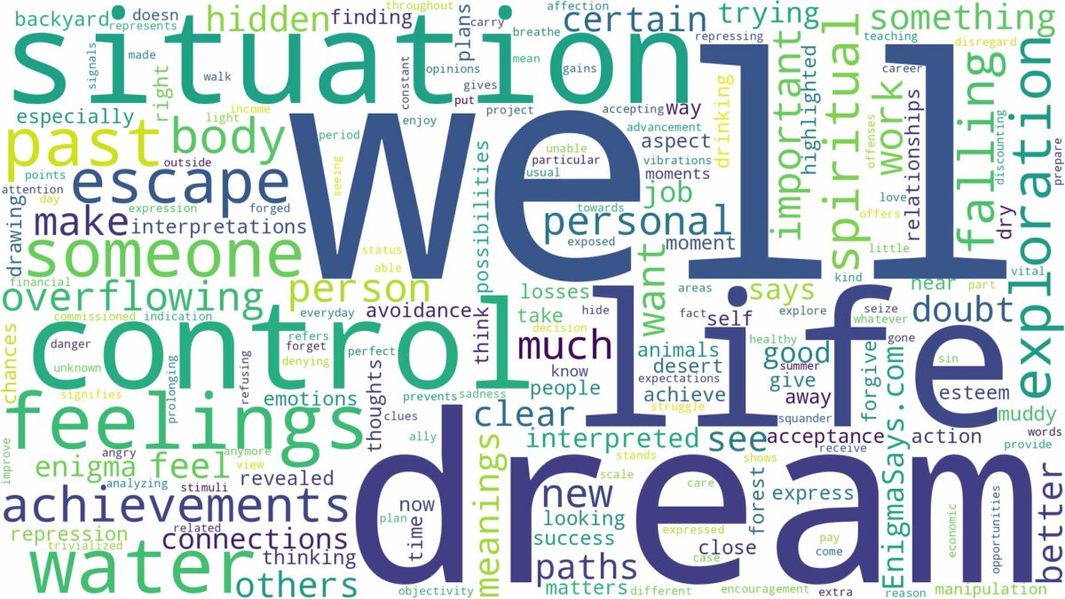 dream about well and related dreams with their meanings in a word cloud